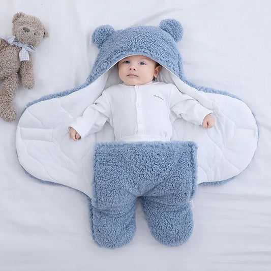 Baby Sleeping Bag Ultra-Soft Fluffy Fleece Newborn Cocoon Blanket Infant Boys Girls Clothes Sleeping Nursery Wrap Swaddle 3 6 M