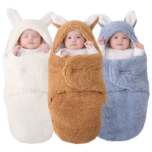 Soft Newborn Baby Sleeping Bags Autumn Winter Fleece Cartoon Wrap Blankets For Babies Flannel Newborn Sleep Sack 0-9 Month